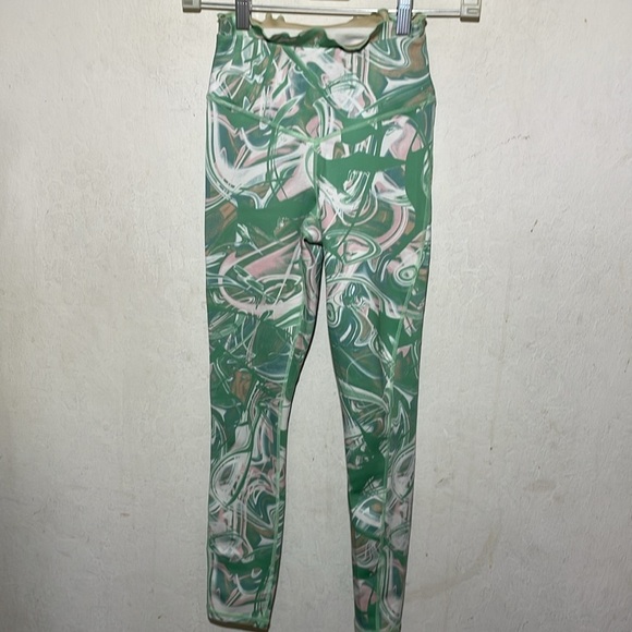 IVL Collective Light Green Pink Multi Color Marble Swirl Leggings Size 2 - Picture 3 of 8